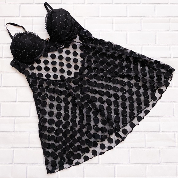 Cinema Etoile Other - Cinema Etiole Black Sheer Polka Dot Chemise